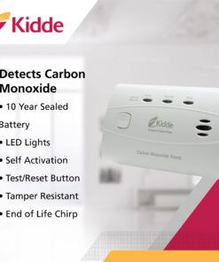 Kidde Worry-Free Carbon Monoxide Detector Alarm with 10 Year Sealed Battery | Model C3010 Without digital display Standard Packaging 10 81XY3XIayS