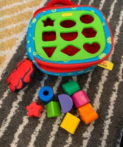 Melissa & Doug K's Kids Take-Along Shape Sorter Baby Toy With 2-Sided Activity Bag and 9 Textured Shape Blocks - Sensory / Travel /Toys For Toddlers And Infants 50 81XZRvNSdyL