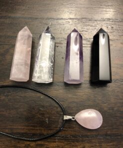 Healing Crystal Wands,2" Amethyst Crystal, Rose Quartz,Clear Quartz and Black Obsidian£¬6 Faceted Reiki Chakra Stones 4 pcs Pink,clear Quartz,black Obsidian,amethyst 2" Tall 59 81Xb0GRPMPL