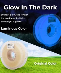 AMOLEN PLA 3D Printer Filament, 1.75mm Glow in The Dark Blue Filament for 3D Printing, 1kg(2.2lbs) Spool, Compatible with Most FDM Printer Glow-blue 33 81Xb8EWHwL