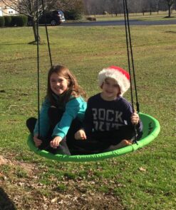 Royal Oak Saucer Tree Swing,Giant 40 Inches with Carabiners and Flags, 700 lb Weight Capacity, Steel Frame, Waterproof, Easy to Install with Step by Step Instructions, Non-Stop Fun! (Green) Green 31 81XbCtcVEnL