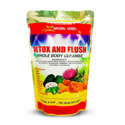 Natural Herb - DETOX & FLUSH, Whole Body Detox Cleanse - Dietary Supplement - 14 oz - Enhanced with Milk Thistle Extract