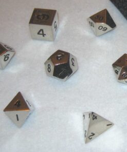 Set of 7 Polyhedral Metal Dice with Bag (16mm, Silver Color) 12 81XdzMp3WGL
