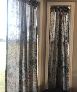 Sun Zero Kara Floral Print Energy Efficient Rod Pocket Single Curtain Panel, 54" x 84", Stone 54" x 84" 34 81XeW6jjsoL