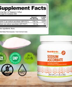 NutriBiotic - Sodium Ascorbate Buffered Vitamin C Powder, 2.2 Lb | Vegan, Non-Acidic & Easier on Digestion Than Ascorbic Acid | Essential Immune Support & Antioxidant Supplement | Gluten & GMO Free 2.2 Pound (Pack of 1) 12 81Xf2DcrTrL