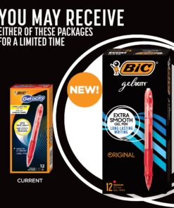 BIC Gel-Ocity Gel Pens, Medium Point Retractable (0.7mm), Red Ink Gel Pen, 12-Count 12 Count (Pack of 1) 9 81Xf2jsM6vL