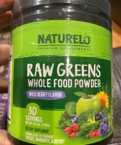 NATURELO Raw Greens Superfood Powder - Wild Berry Flavor - Boost Energy, Detox, Enhance Health - Organic Spirulina - Wheat Grass - Whole Food Nutrition from Fruits & Vegetables - 30 Servings 30 Servings (Pack of 1) 39 81Xf4AIkN3L