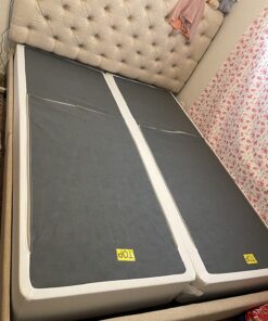 ZINUS No Assembly Metal Box Spring, 9 Inch White Mattress Foundation, Sturdy Metal Structure, Split Queen 44 81Xf7V0GkNL