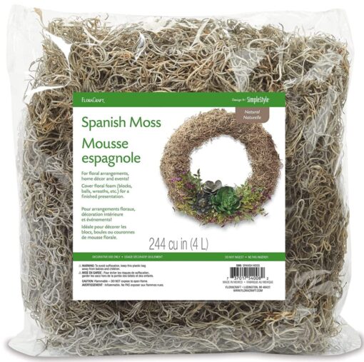 FloraCraft Spanish Moss 8 Ounce (4L) Natural 8 Ounce (Pack of 1) SPANISH MOSS/EXCELSIOR Brown