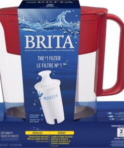Brita Water Filter Pitcher for Tap and Drinking Water with 1 Standard Filter, Lasts 2 Months, 6-Cup Capacity, Christmas Gift for Men and Women, BPA Free, Red 45 81Xg9SPtd1L