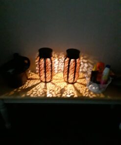 Maggift 2 Pack 10.6 Inch Hanging Solar Lights Outdoor Retro Hanging 20 Lumens Christmas Decorative Solar Lantern with Handle, Brown 2Pack-Retro Hanging Solar Lantern 36 81XgKKSCxwL