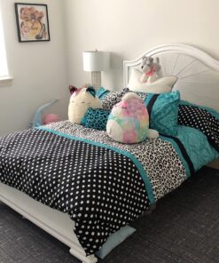 Mi Zone Comforter Set Fun Bedroom Décor - Modern All Season Polka Dot Print, Vibrant Color Cozy Bedding Layer, Matching Sham, Decorative Pillow, Full/Queen, Leopard Teal 4 Piece 38 81XjHkQCvL