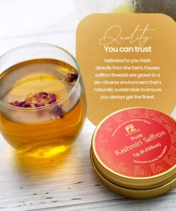 FOUZEE Pure Kashmiri Saffron Threads for Cooking, Spice, Spanish Foods. Finest Dark Red Saffron Delicious with Persian Rice, Tea, Golden Milk, Desserts, Rissoto. Saffron Pack 1g 1 Gram (Pack of 1) 10 81Xk9G2QLPL