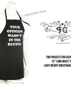 Funny Guy Mugs Your Opinion Wasn't In The Recipe Adjustable Apron with Pockets - Funny Apron for Men and Women - Perfect For Kitchen BBQ Grilling Barbecue Cooking Baking Crafting Gardening Your Opinion Wasn't in the Recipe Apron 11 81Xl4GHZUpL