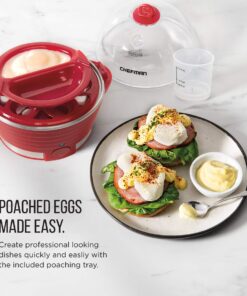 Chefman Electric Egg Cooker Boiler Rapid Poacher, Food & Vegetable Steamer, Quickly Makes Up to 6, Hard, Medium or Soft Boiled, Poaching/Omelet Tray Included, Ready Signal, BPA-Free, Red 24 81XoBML4ipL 3