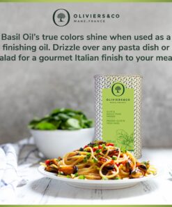 Basil Olive Oil by Oliviers & Co. | Cold Pressed Extra Virgin Olive Oil and Fresh Basil | Everyday and Cooking EVOO from Italy | Gourmet Flavored Basil Oil in Tin Can | 500 ml Can 16.8 Fl Oz (Pack of 1) 11 81XoifStK L