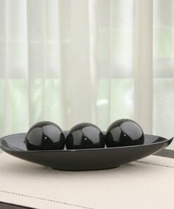 Hosley Decorative Bowl and Orb Set. Ideal Gift for Weddings Special Occasions and for Decorative Centerpiece in Your Living Dining Room (Black) Black 26 81Xr7oM3fWL