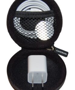 CASEBUDi Round Earbud and Phone Charger Storage Case with Carabiner | Black Ballistic Nylon 13 81Xs9ynPsDL