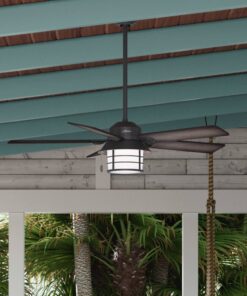 Hunter Fan Company Fan Key Biscayne Indoor/Outdoor Ceiling Fan with 2 LED Lights and Pull Chain Control, Weathered Zinc Finish, 54 Inch 30 81XsXK1HgxL