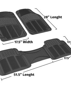 Alternative view of OxGord Universal Fit 3-Piece Full Set Ridged Heavy Duty Rubber Floor Mat - (Black) 3 PC Ridged Black