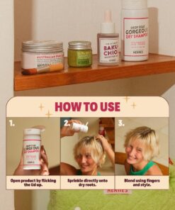 Handmade Heroes Non Aerosol Dry Shampoo Volume Powder | 1.8oz | 100% Natural & Vegan | For Dark Hair & Brunette Hair 01 - Medium to Dark Hair (1pc) 31 81XuMSEoi L