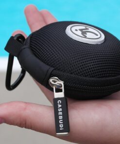 CASEBUDi Round Earbud and Phone Charger Storage Case with Carabiner | Black Ballistic Nylon 9 81Xw6YiloL