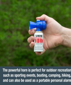 SABRE Sport and Safety Horn, 115 dB Air Horn, 60 ¼ Second or 25 ½ Second Bursts, Audible Up to 1/2-Miles (804-Meters), Perfect for Use at Sporting Events, Boating, Camping, Hiking 12 81XwJdSXGL