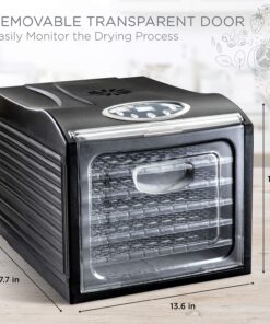 Ivation 6 Tray Countertop Digital Food Dehydrator Drying Machine 480w with Preset Temperature Settings, Auto Shutoff Timer and Even Heat Circulation for Beef Jerky, Fruits, Vegetables & Nuts 6 Tray - Standard 32 81Y2wvS5OJL