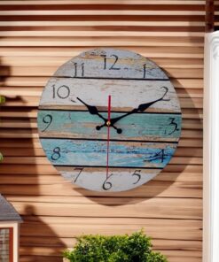Grazing 12 Inch Wood Wall Clocks Silent Non Ticking Battery Operated,Rustic Decorative Coastal Farmhouse Clock for Bathroom Kitchen Bedroom Living Room Sky Blue 12inch 23 81Y3CXUGgmL