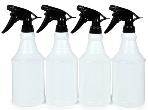 Vivaplex, 4, Large, 24 oz, Sturdy, Empty, Plastic Spray Bottles, with Black Trigger Sprayers