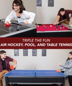 Triple Threat 6-ft 3-in-1 Multi Game Table with Billiards, Air Hockey, and Table Tennis 26 81Y4RRg13NL