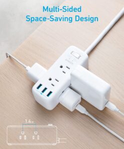 Anker USB Power Strip Surge Protector(300J), 5ft Extension Cord, Flat Plug, 331 Power Strip with 6 Outlets & 3 USB A Ports, Charging Station,for iPhone 15/15 Plus/15 Pro/15 Pro Max,TUV Listed White 19 81Y6 Rwl7LL 1