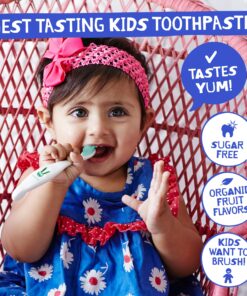 Jack N' Jill Natural Toothpaste for Babies & Toddlers - Safe if Swallowed, Xylitol, Fluoride Free, Organic Fruit Flavor, Makes Tooth Brushing Fun for Kids - Blueberry & Strawberry, 1.76 oz (2 Pack) 1.76 Ounce (Pack of 2) 16 81Y6mKjzbdL