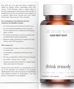 Think Remedy Aged Beet Root Capsules - Beet Pills for Stamina - Organic Beet Root Powder - Nitric Oxide Supplement - Nitrate No Sugar - 30 Capsules - Beet Root Supplement 18 81Y78iPeuL