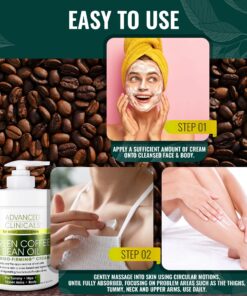 Advanced Clinicals Green Coffee Bean Lift & Slim Body Cream Skin Care Anti Cellulite Cream | Caffeine Body Lotion Balm To Firm, Tighten, & Hydrate Look Of Legs, Arms, Tummy, Butt, & Thighs, 16 Ounce 16 Ounce (Pack of 1) 26 81YAXoFc L 3