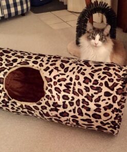 PAWZ Road Cat Toys Collapsible Tunnel Dog Tube for Fat Cat,Rabbits,Dogs Length 51" Diameter 12" Leopard Large-51" 28 81YC14oJJGL