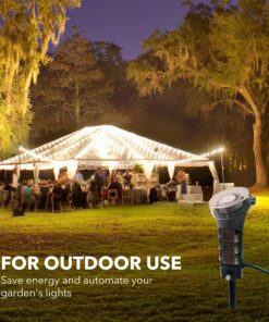 BN-LINK Outdoor Power Strip with Programmable Mechanical Timer and Yard Stake, 6 Grounded Outlets - 6 ft Cord, Weatherproof for Outdoor Lamps Lights Ponds Christmas Lights 1875W/15A ETL Listed Dial 19 81YCuEYiFDL