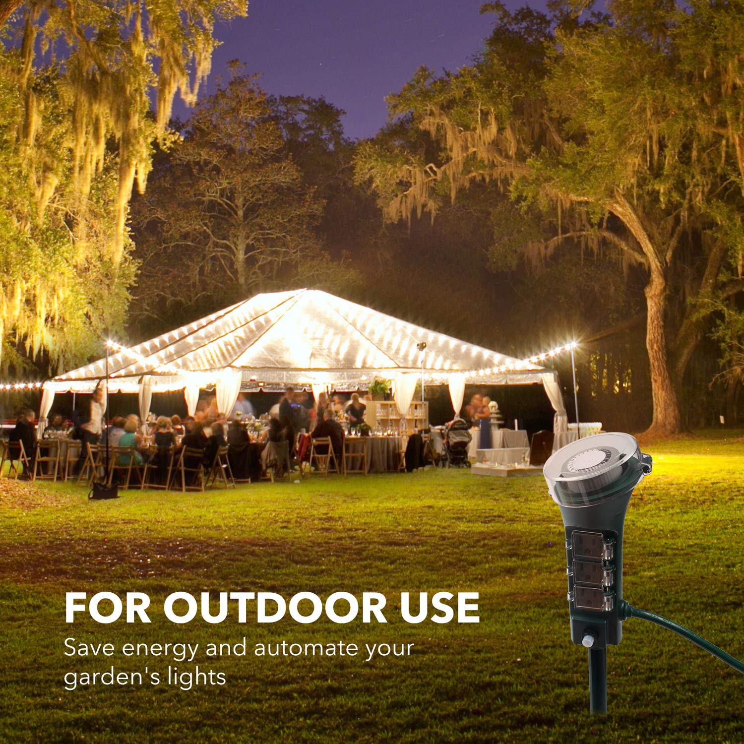 BN-LINK Outdoor Power Strip with Programmable Mechanical Timer and Yard Stake, 6 Grounded Outlets - 6 ft Cord, Weatherproof for Outdoor Lamps Lights Ponds Christmas Lights 1875W/15A ETL Listed Dial 7 BN-LINK Outdoor Power Strip with Programmable Mechanical Timer and Yard Stake, 6 Grounded Outlets - 6 ft Cord, Weatherproof for Outdoor Lamps Lights Ponds Christmas Lights 1875W/15A ETL Listed Dial - Image 7