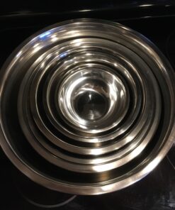 FineDine Stainless Steel Mixing Bowls (Set of 6) - Easy To Clean, Nesting Bowls for Space Saving Storage, Great for Cooking, Baking, Prepping 6 Pack 55 81YHSHapxeL