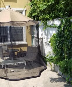 Best Choice Products 9ft Adjustable Mosquito Net for Umbrellas 7.5-11ft, Bug Screen Patio Umbrella Accessory for Outdoor Market Offset Cantilever w/Polyester Mesh Net, Zipper Door, Fillable Base 45 81YI4QaoPUL