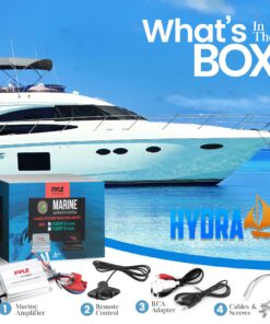 Pyle Hydra Marine Amplifier - Upgraded Elite Series 400 Watt 2 Channel Micro Amplifier - Waterproof, GAIN Level Controls, RCA Stereo Input, 3.5mm Jack & Volume Control (PLMRMP1A) Standard Packaging 14 81YIZJjzgSL 1