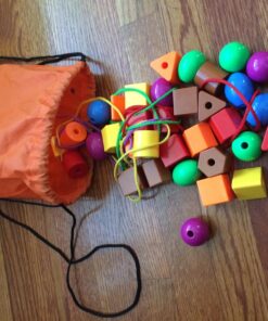 Skoolzy Primary Lacing Beads with String & Pipe Cleaners 46 pc Lacing Beads (41 pc) 48 81YLBwggacL