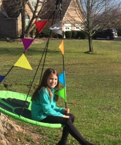 Royal Oak Saucer Tree Swing,Giant 40 Inches with Carabiners and Flags, 700 lb Weight Capacity, Steel Frame, Waterproof, Easy to Install with Step by Step Instructions, Non-Stop Fun! (Green) Green 32 81YMFuxtrL