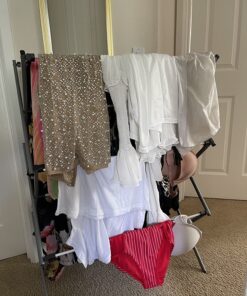 Honey-Can-Do Deluxe Metal Collapsible Clothes Drying Rack, 50 lbs, 29" x 14.2" x 42.1", White & Grey White and Grey 37 81YOsalIZ9L 2