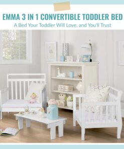 Dream On Me Emma 3 in 1 Convertible Toddler Bed in White 56x29x28 Inch,29x29x18 Inch 26 81YSldZc5kL