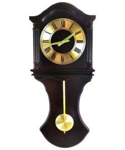 Bedford Clock Collection BED1712 Wall Clock with Pendulum and Chimes, Chocolate Wood 12 81YVFB0cFaL