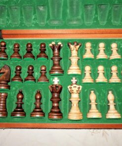 Wegiel Handmade European Ambassador Chess Set - Wooden 21 Inch Beech & Birch Board with Felt Base - Carved Hornbeam & Sycamore Wood Chess Pieces Ambassador - Brown 79 81YX0rLQFoL