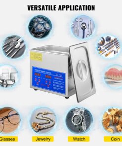 VEVOR Professional Ultrasonic Cleaner, Easy to Use with Digital Timer & Heater, Stainless Steel Industrial Machine for Parts, 110V, FCC/CE/RoHS Certified (3L) 3L 25 81YXVNByxXL