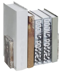 MyGift Torched Wood and Metal Bookends, Decorative Desktop Book Stand Holder Desk Organizer, 1 Pair 13 81YYYYQ3WXL
