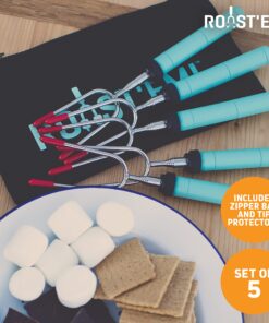 Jolly Green Products Rotating Marshmallow Roasting Sticks | Set of 5 Telescoping Forks - Free Bag | Safe, Fun Smores & Hot Dog Stainless Steel Long Camping Skewers | Campfire BBQ Cookware Accessories 26 81Ya1YkDFL